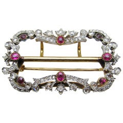 Victorian Diamond and Ruby Brooch/Buckle 5