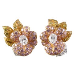 GRAFF Natural Pink Yellow White Diamond Earrings 11