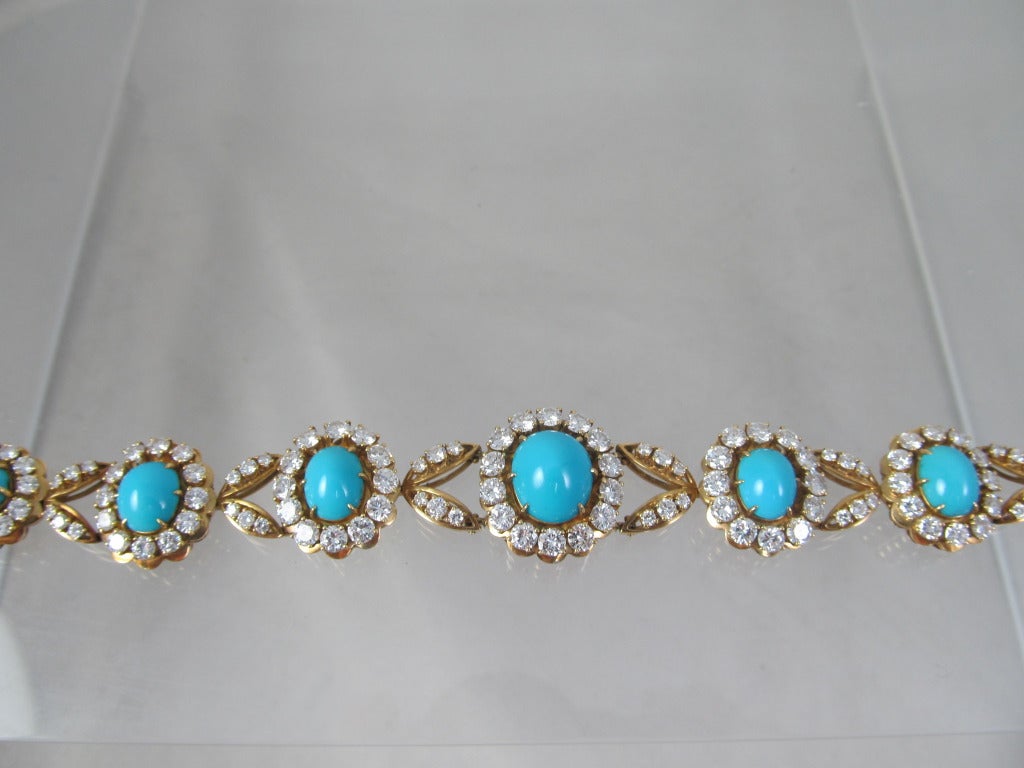 VAN CLEEF and ARPELS - Turquoise and Diamond Necklace at 1stDibs