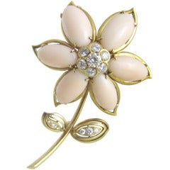 Van Cleef & Arpels Coral Diamond Brooch 2