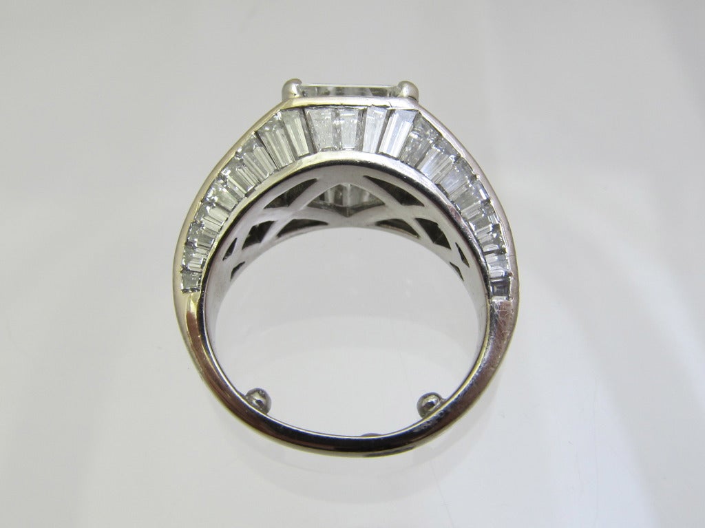 Contemporary Graff GIA Certified Emerald Cut 4.03 Carat Diamond Fancy Cut Diamond Set Ring For Sale