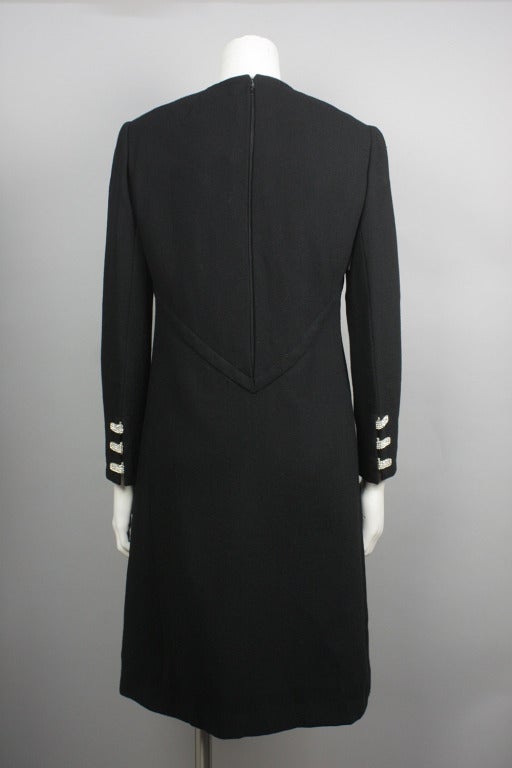 Black 1960s Geoffrey Beene Rhinestone Accent Dress