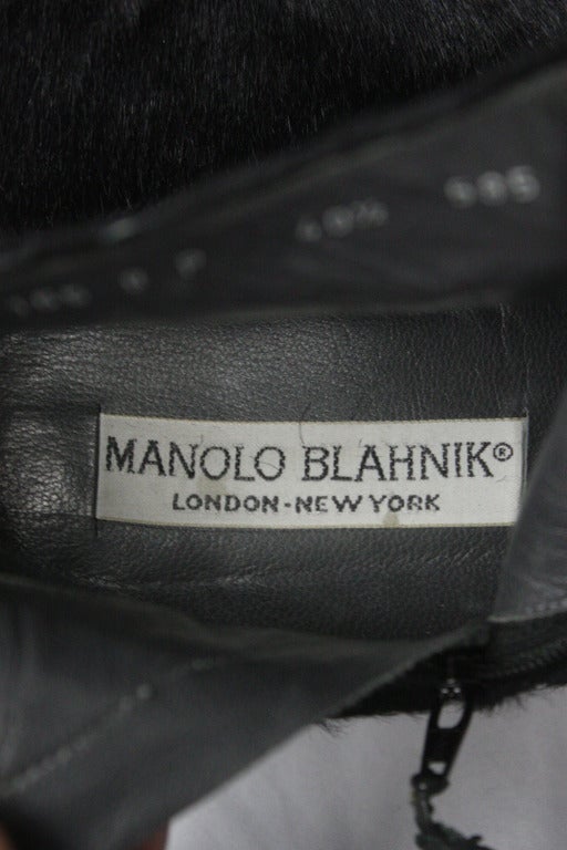 Black 1980s Manolo Blahnik Pony Hair Ankle Booties