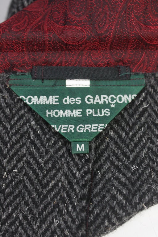 Comme des Garcons Men's Red Brocade Deconstructed Smoking Jacket 1