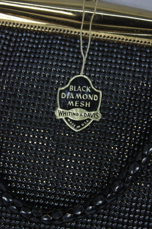 1950s Whiting and Davis Black Diamond Mesh Handbag 2