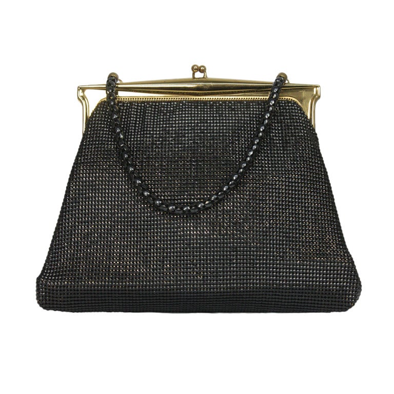 1950s Whiting and Davis Black Diamond Mesh Handbag