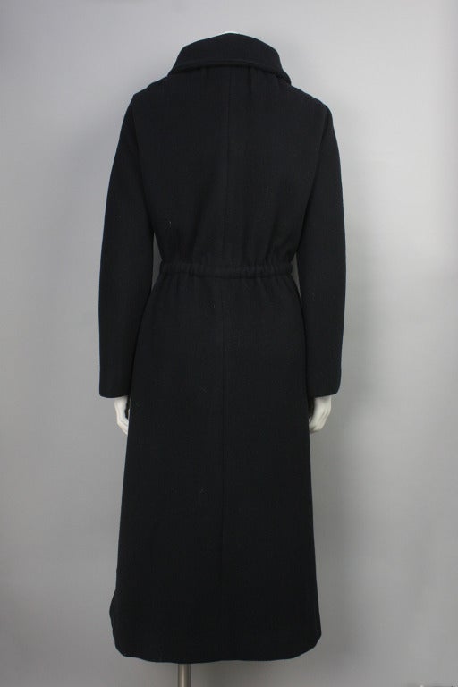 Women's 1990s John Anthony Black Wool Drawstring Coat