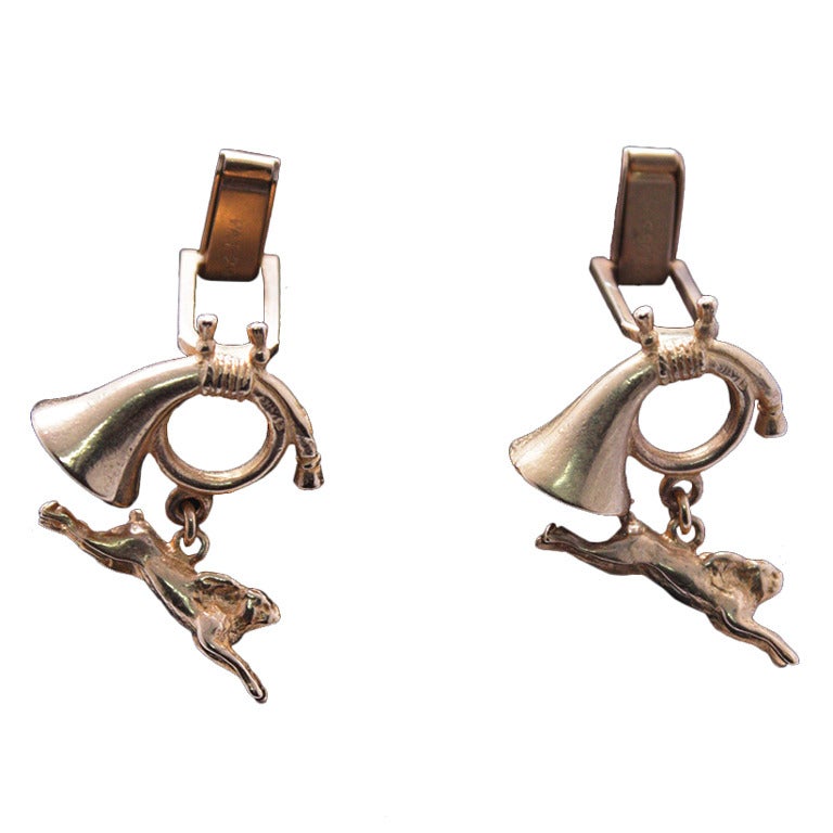 Tom Binns French Horn and Hare Cufflinks For Sale