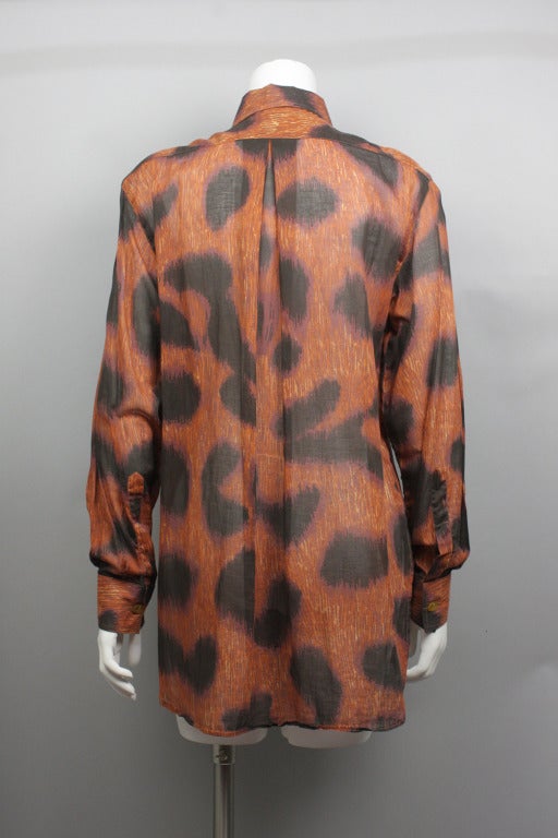 Vivienne Westwood Late 1980s Sheer Leopard Print Blouse In Excellent Condition In New York, NY