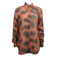 Vivienne Westwood Late 1980s Sheer Leopard Print Blouse