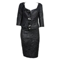 Christian Lacroix Black Brocade and Beaded Suit