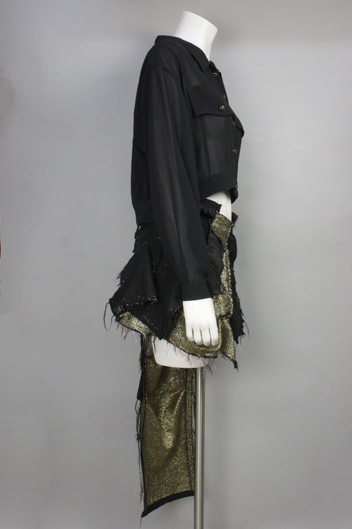 Junya Watanabe Comme des Garcons Black and Gold Asymmetrical Skirt In Excellent Condition In New York, NY