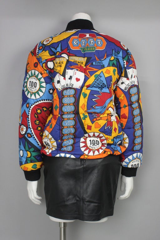 Women's Moschino Pinball Print Puffer Bomber Jacket