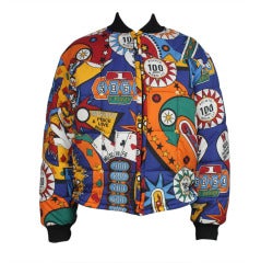 Vintage Moschino Pinball Print Puffer Bomber Jacket