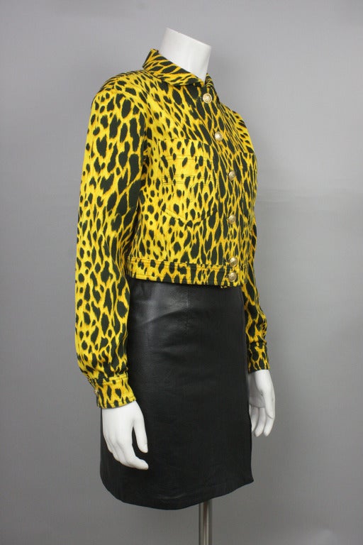 1990s Versace Cheetah Print Jean Jacket For Sale at 1stdibs 1990s Versace Cheetah Print Jean Jacket For Sale at 1stdibs
