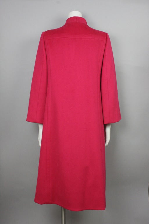 Pauline Trigere Pink Wool Coat In Excellent Condition In New York, NY