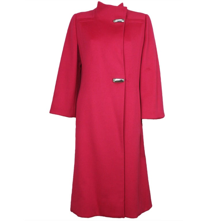 Pauline Trigere Pink Wool Coat