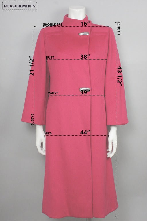Pauline Trigere Pink Wool Coat 1