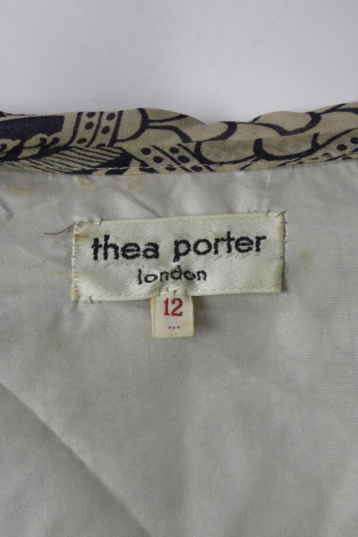 1960s Thea Porter Drop Waist Silk Dress In Good Condition For Sale In New York, NY