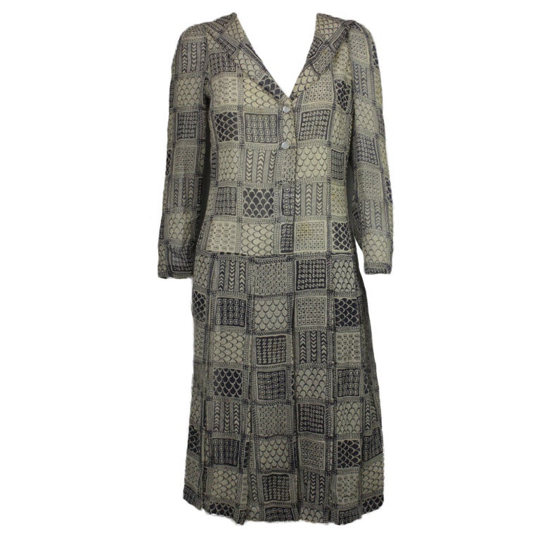 1960s Thea Porter Drop Waist Silk Dress For Sale