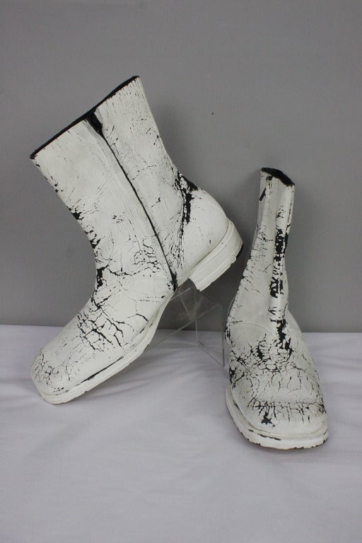 Men's Margiela White Painted Boots at 1stdibs