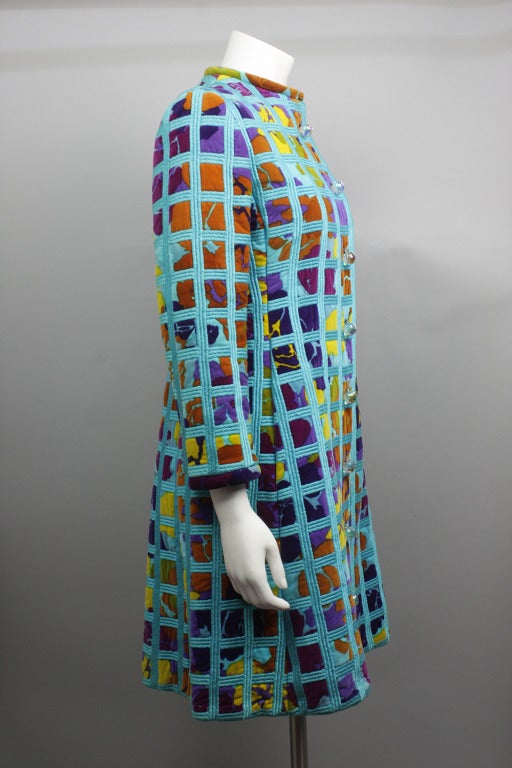 Women's 1960s Bill Blass Velvet Floral Coat and Dress