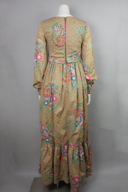 Geoffrey Beene 1970s Floral Eyelet Maxi Dress In Excellent Condition In New York, NY