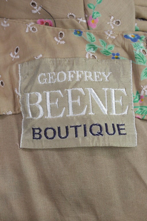 Women's Geoffrey Beene 1970s Floral Eyelet Maxi Dress