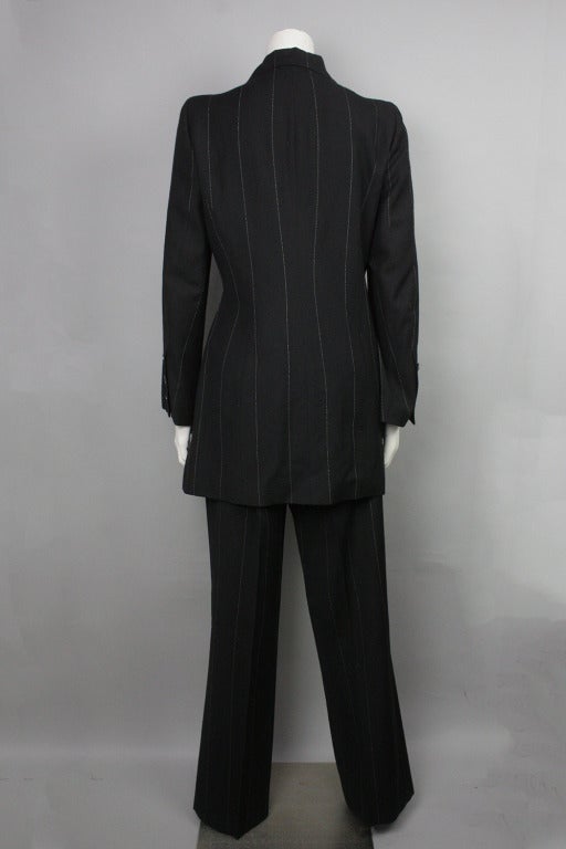 Ann Demeulemeester Wide Pinstriped Pant Suit In Excellent Condition In New York, NY