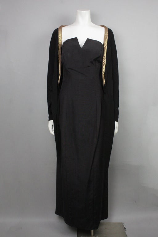 Donna Karan 1980s Black and Gold Wrap Jacket In New Condition In New York, NY