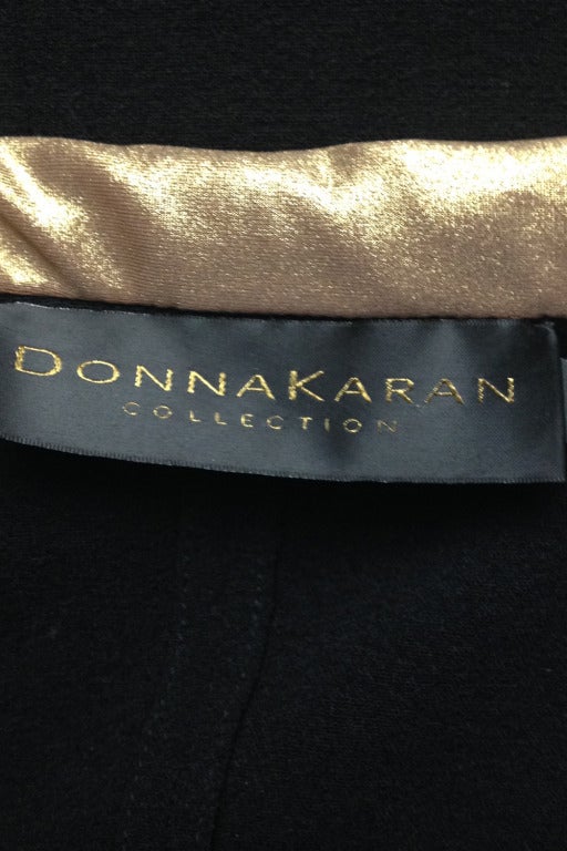 Donna Karan 1980s Black and Gold Wrap Jacket 1