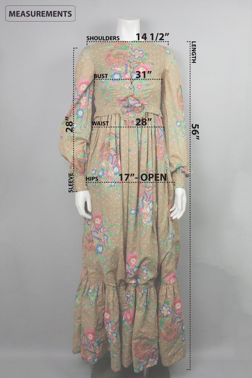 Geoffrey Beene 1970s Floral Eyelet Maxi Dress 1