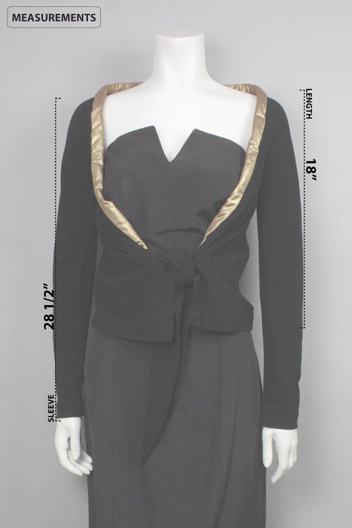 Donna Karan 1980s Black and Gold Wrap Jacket 3