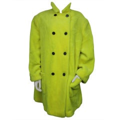 Used Stephen Sprouse 1984 Neon Yellow Faux Fur Coat