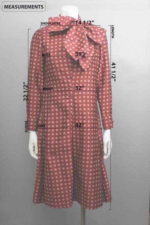 Women's Geoffrey Beene 1970s Silk Foulard Print Dress