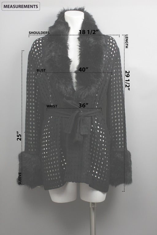 Women's Todd Oldham Faux Fur Trim Wrap Sweater For Sale