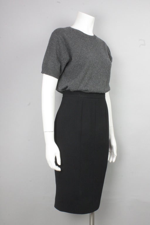 Chanel Logo Button Pencil Skirt In Excellent Condition In New York, NY