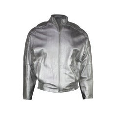 Claude Montana 1980s Silver Leather Jacket