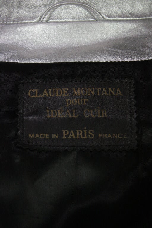 Men's Claude Montana 1980s Silver Leather Jacket
