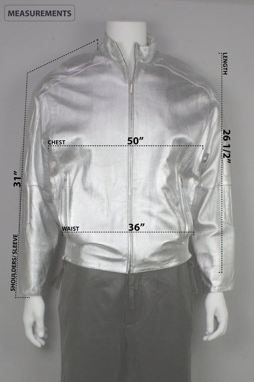 Claude Montana 1980s Silver Leather Jacket 1