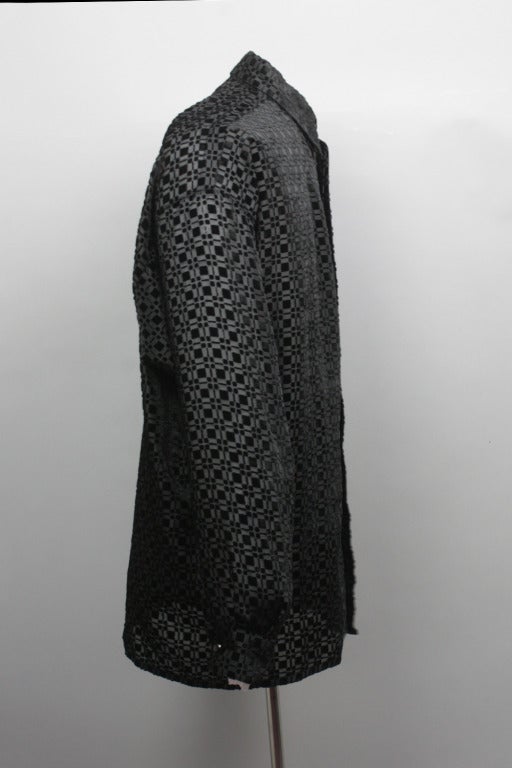 10% OFF! Originally $525

Geometric velvet burnout pattern on sheer fabric men's shirt. Never worn and with original tag.