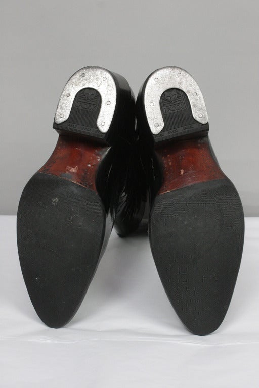 Black Patent Leather Cowboy Boots at 1stdibs