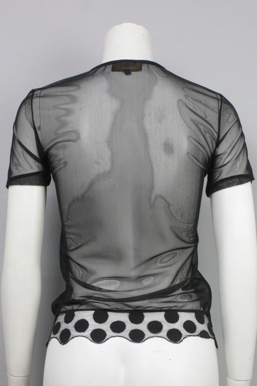 1990s Fendi Black Sheer Polka Dot Top In Excellent Condition In New York, NY