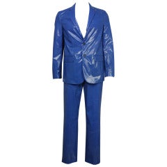 Vintage Helmut Lang Blue Vinyl Suit: One of a Kind