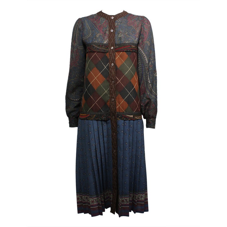 Koos Van den Akker Vestido de patchwork de principios de los 80 en venta