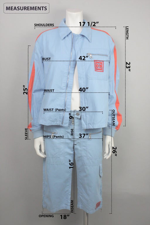 Women's Chanel Sky Blue and Orange Tracksuit