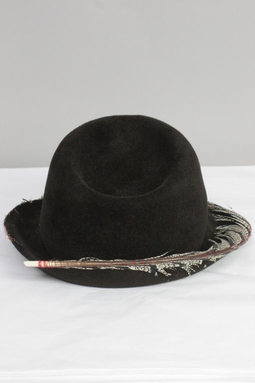 Black Patrick McDonalds Feather Wrapped Hat For Sale