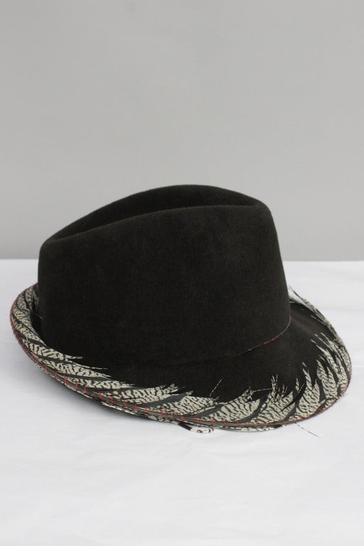 Patrick McDonalds Feather Wrapped Hat In Excellent Condition For Sale In New York, NY