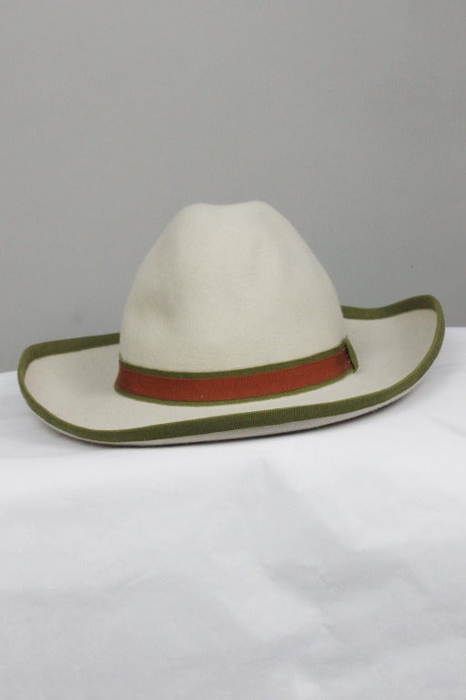 SALE!! Originally $600
Patrick McDonald believes in the art of dressing.  For fashion's favorite dandy, every ensemble begins with a designer hat bold enough to stand alone. This hat is part of Patrick's personal collection for sale only at