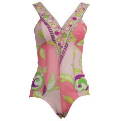 Vintage Pucci One Piece Bathing Suit, Late 1960s 